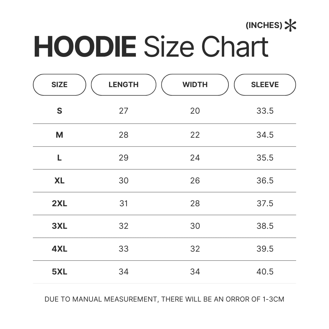 Hoodie Size Chart - Mortal Kombat Shop